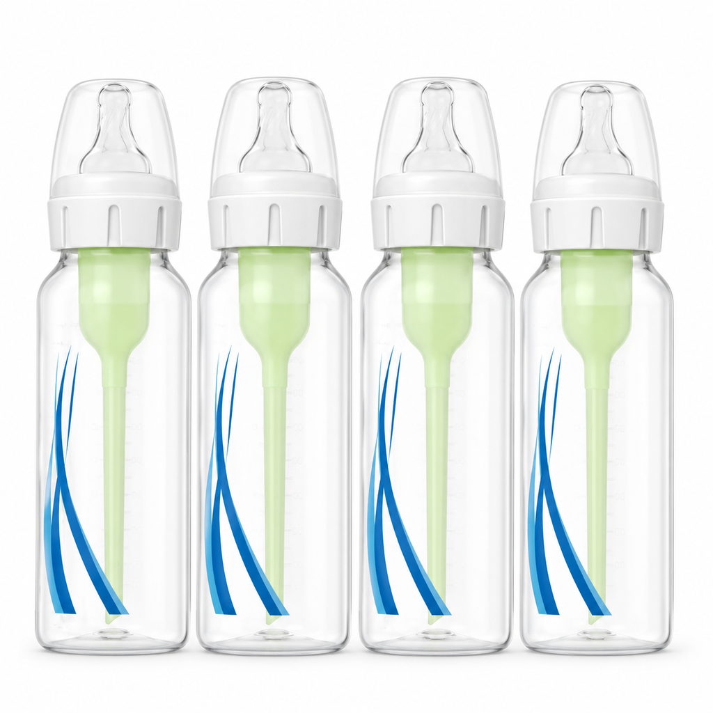 Wide Neck Baby Bottle Anti-Colic Feeding Bottle PPSU or Glass Baby Bottle with Soft Silicone Nipple Leak-Proof Infant Feeding Bottle for Newborns